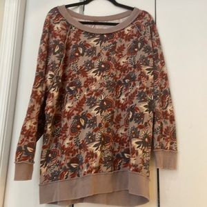 Free People Floral Print Oversized Sweater Sz Small